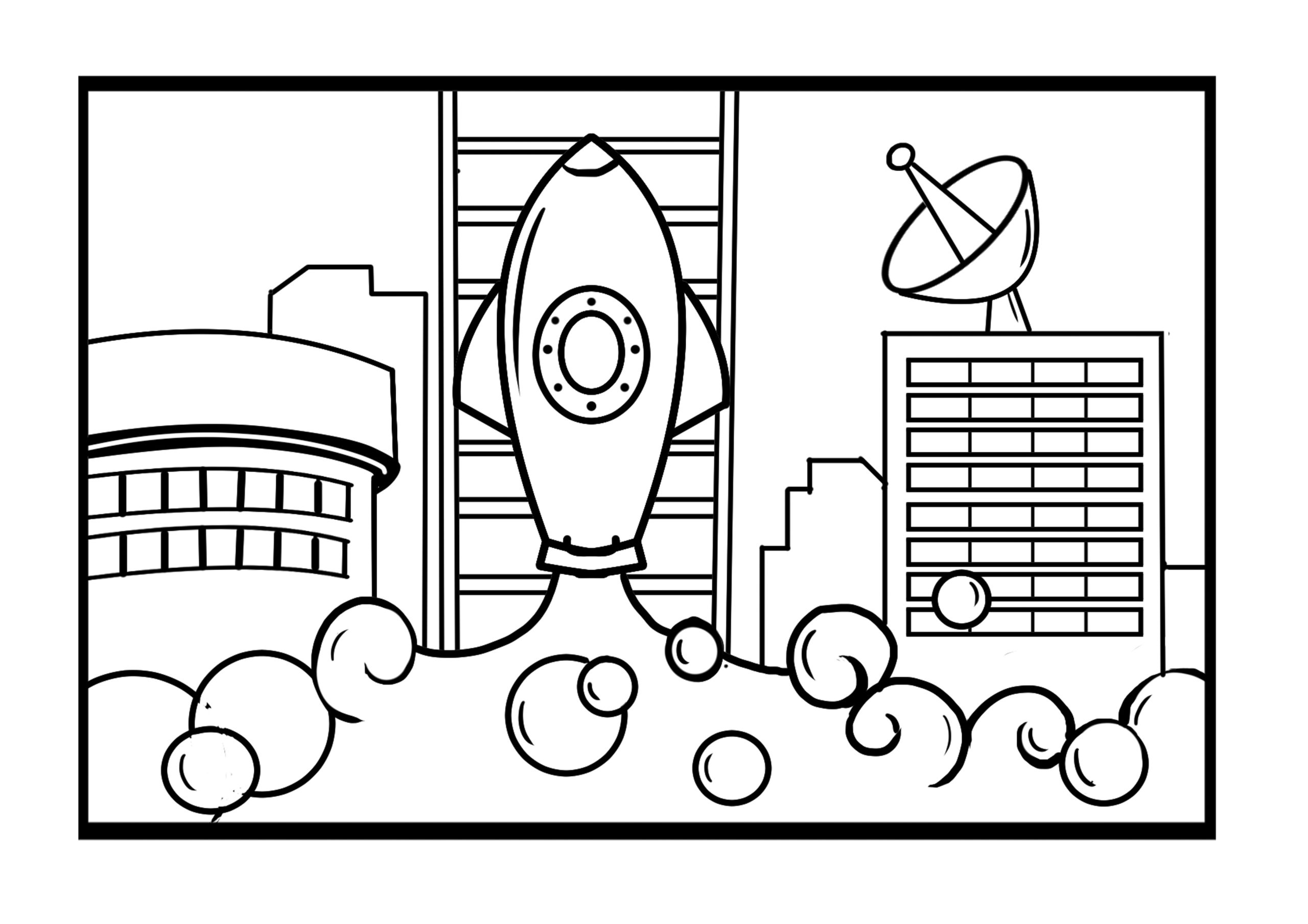 Coloriage Astronaute astronot a1 à l'échelle