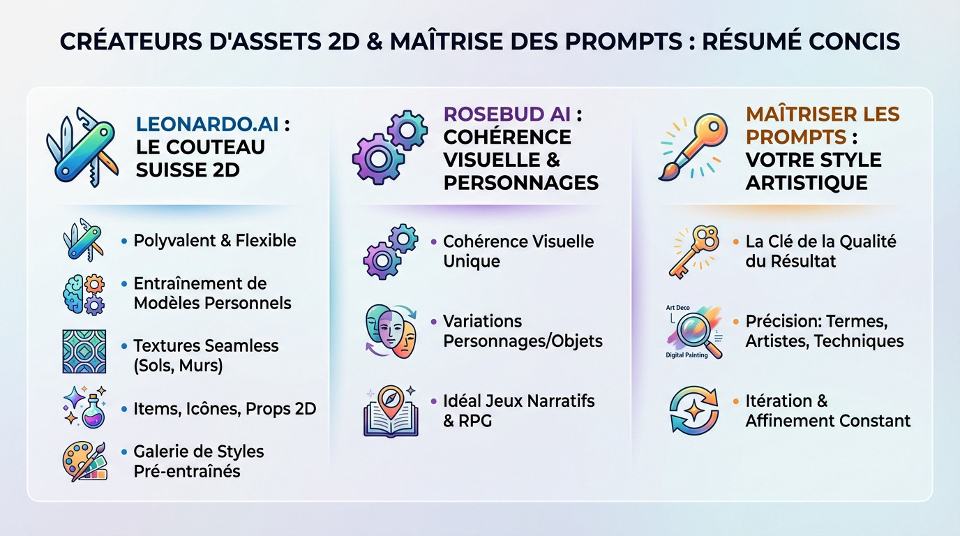 Illustration des créateurs d'assets 2D et de la maîtrise des prompts pour un rendu artistique unique