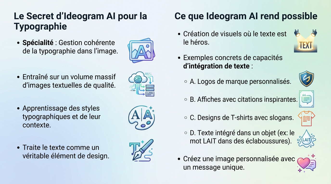 Exemple de création visuelle avec typographie intégrée générée par Ideogram AI