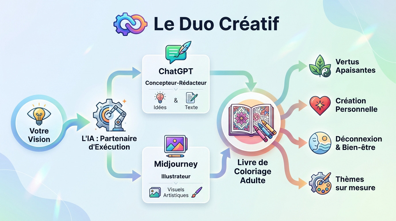 Concept créatif de livre de coloriage adulte généré par intelligence artificielle