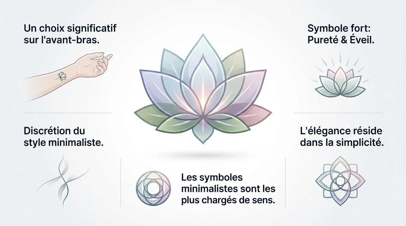 Inspiration tatouage fleur de lotus minimaliste discret sur l'avant-bras